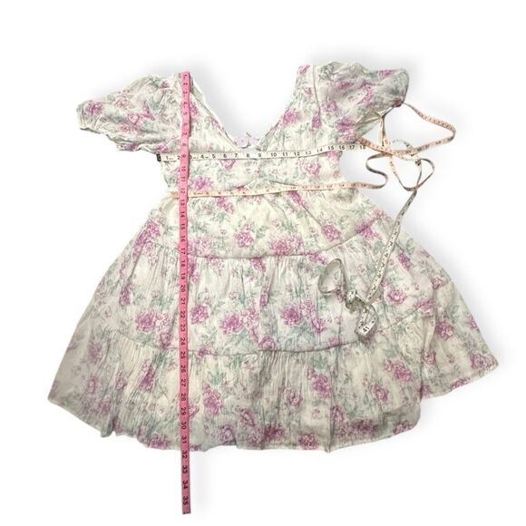 ALTAR’D STATE Women’s Libby Floral Puff Sleeve Tiered Mini Dress Size Small - Picture 4 of 4